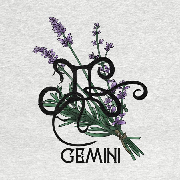 Gemini Zodiac floral by BlackCatArtBB